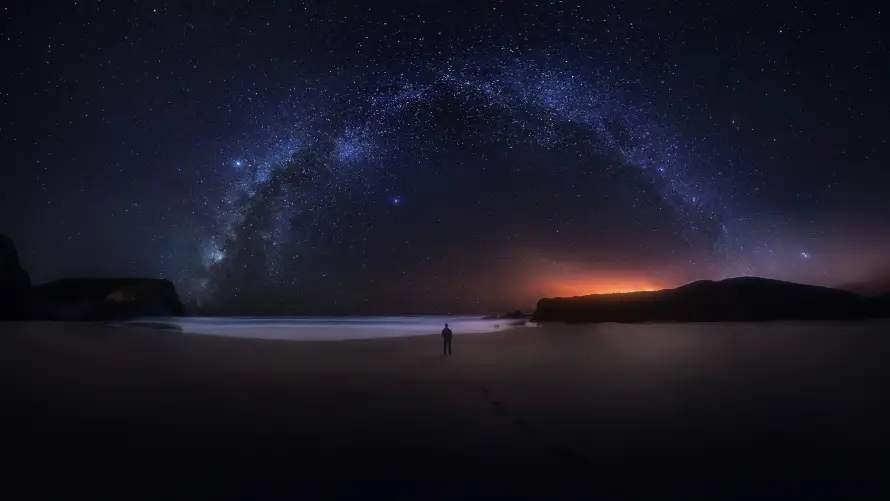4k自然壁纸-夜晚沙滩与艺术-星空夜景壁纸分享「哲风壁纸」