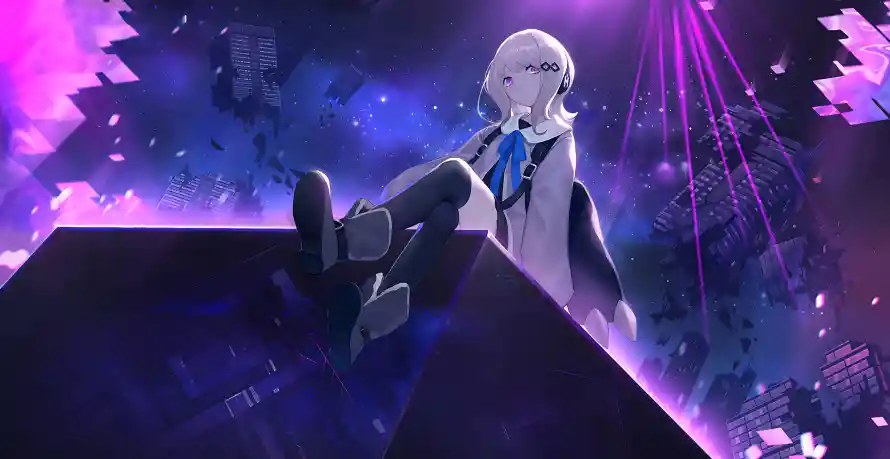 4k动漫壁纸 - 少女 - 几何场景 - 动漫少女「哲风壁纸」