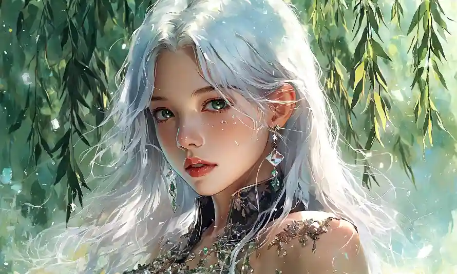 2k动漫壁纸-白发美少女与古风-油画壁纸分享「哲风壁纸」