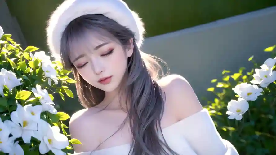 4k白帽壁纸-动漫插画和闭眼-少女头像壁纸推荐「哲风壁纸」