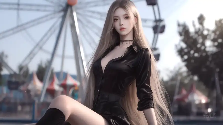 4k性感壁纸-摩天轮和美女-性感美女壁纸推荐「哲风壁纸」
