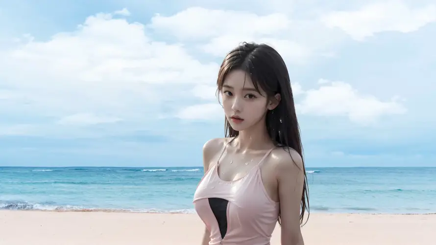 4k清纯壁纸 - 夏日海边 - 泳衣少女 - 海滩背景「哲风壁纸」 4k清纯壁纸 - 夏日海边 - 泳衣少女 - 海滩背景「哲风壁纸」