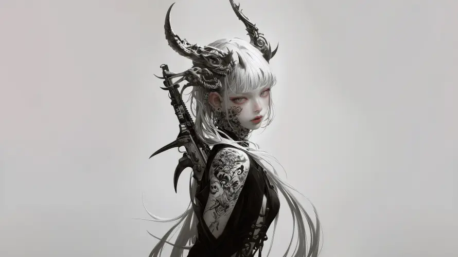 4k少女壁纸-个性背景壁纸和纹身-暗黑风格免费下载「哲风壁纸」