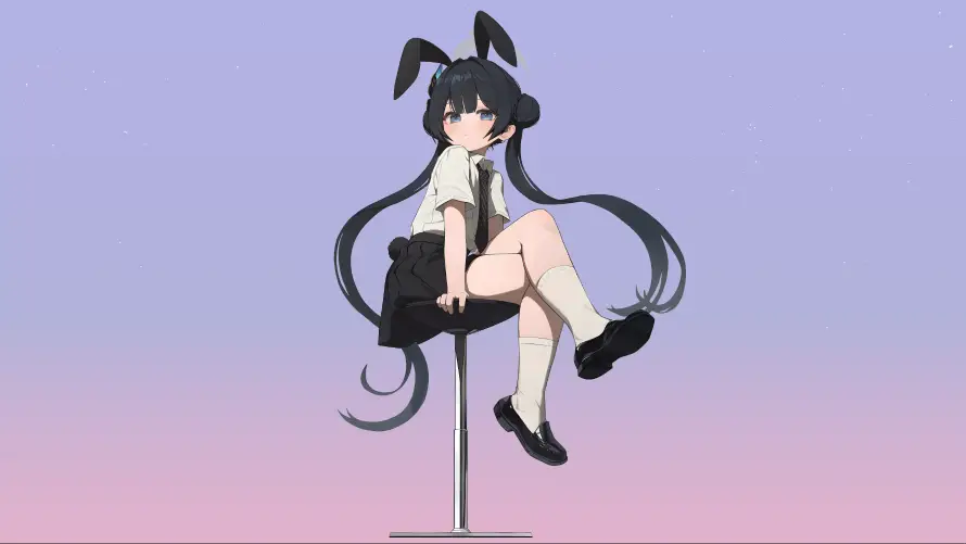 3k萝莉壁纸-二次元壁纸和动漫角色-坐姿校服「哲风壁纸」
