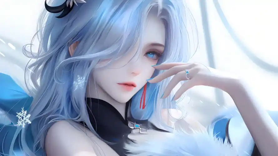 4k发丝壁纸 - 梦幻 - 美女 - 蓝发「哲风壁纸」
