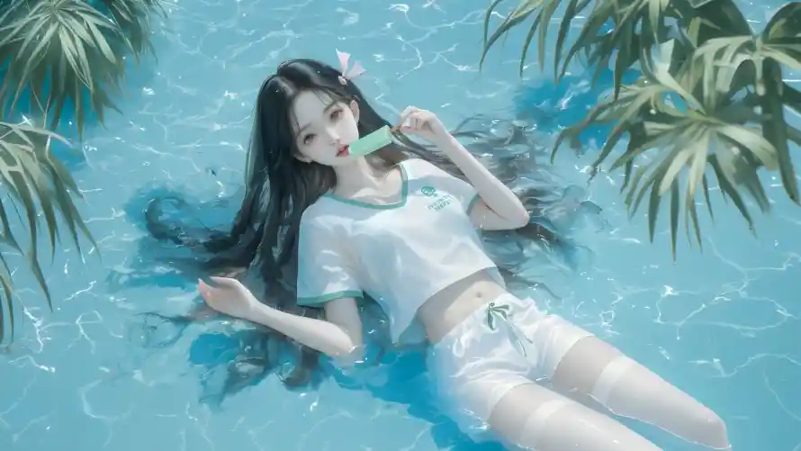4k夏日壁纸 - 泳池 - 清凉 - 美女「哲风壁纸」