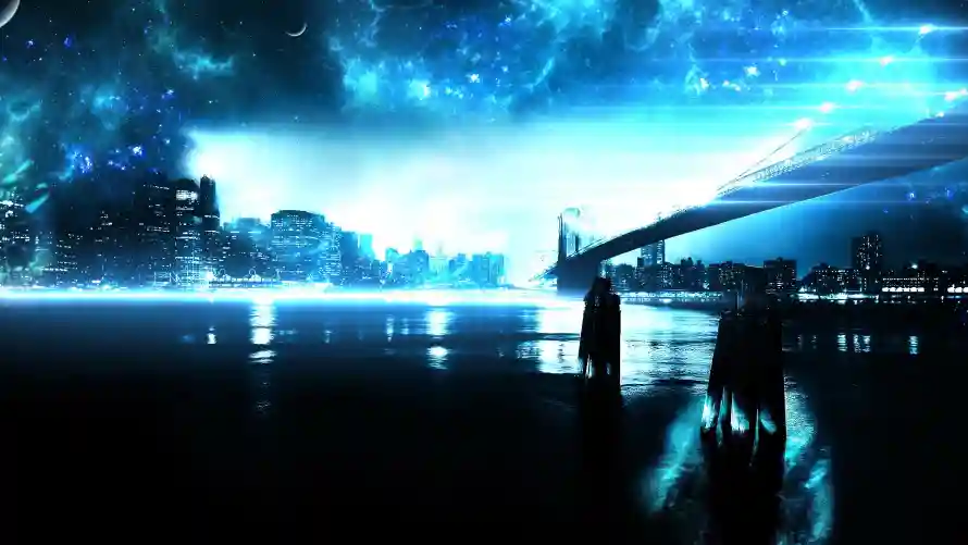 2k科幻壁纸-城市夜景 - 艺术-星空桥梁免费下载「哲风壁纸」