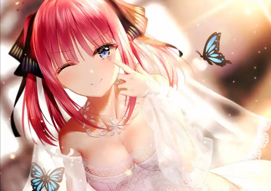 2k五等分壁纸-中野二乃 - 优雅造型-蝴蝶元素「哲风壁纸」