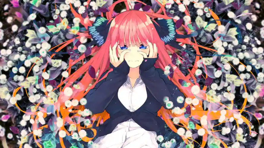3k五等分壁纸-中野二乃与动漫角色-蝴蝶花海「哲风壁纸」