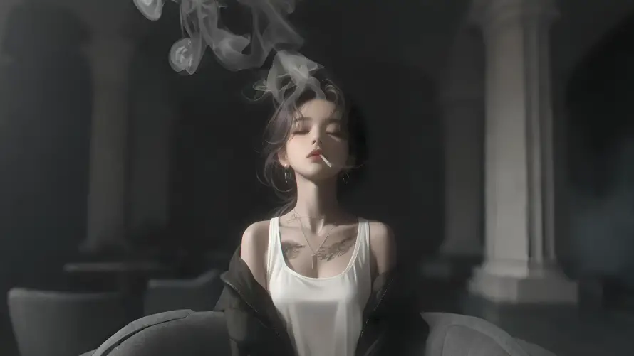 4k烟雾壁纸-健康警示壁纸和吸烟有害-插画吸烟「哲风壁纸」