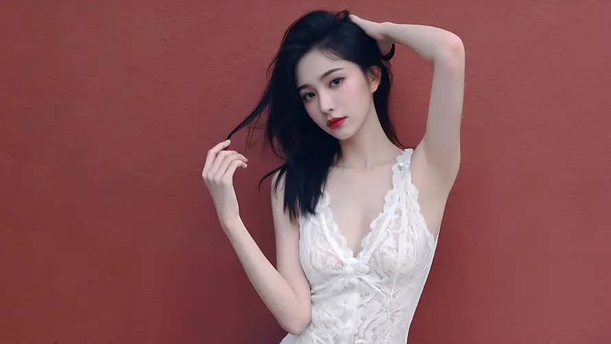 4k优雅壁纸-红墙背景 - 写真-美女写真壁纸推荐「哲风壁纸」
