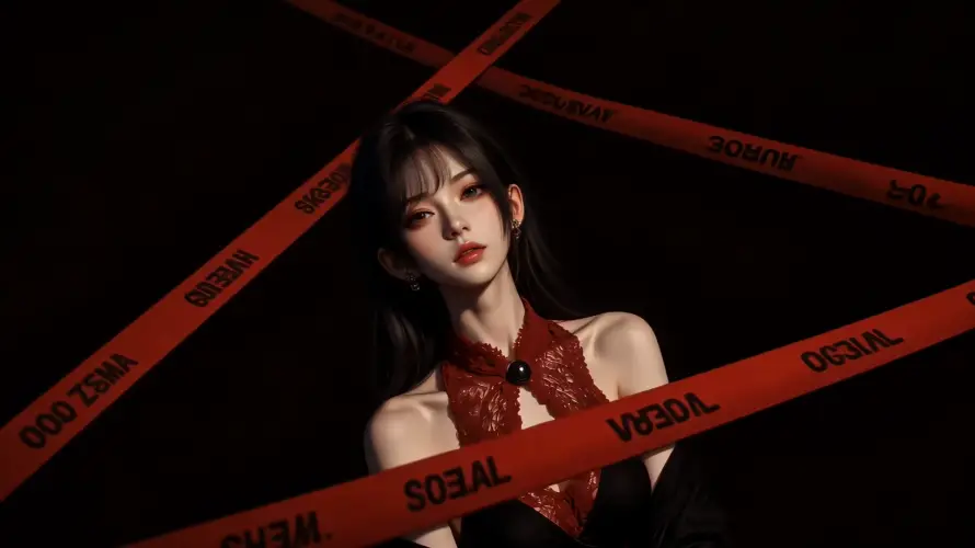 2k美女壁纸-个性写真 - 黑红-冷艳美女免费下载「哲风壁纸」