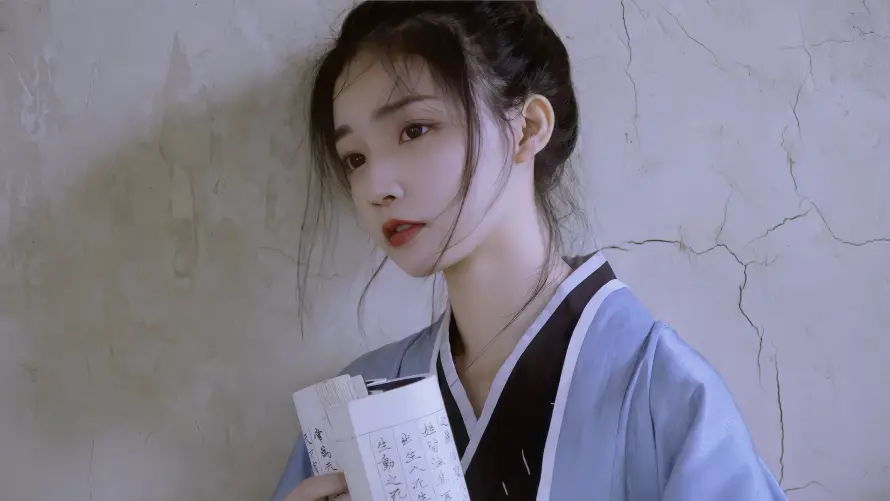 4k白墙壁纸-颜如玉与古典美女-古风服饰「哲风壁纸」