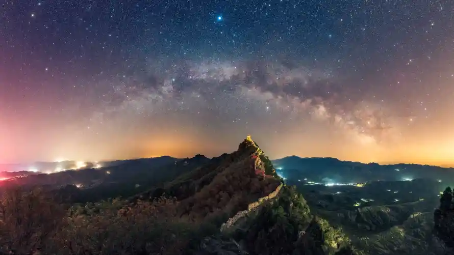 4k夜景壁纸 - 宇宙 - 星空 - 长城「哲风壁纸」