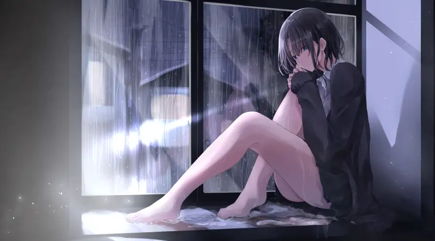 4k女孩壁纸 - 二次元 - 忧郁风格 - 独处时光「哲风壁纸」