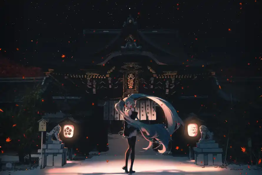 4k寺庙壁纸 - 初音未来 - 夜间场景 - 寺庙夜景「哲风壁纸」 4k寺庙壁纸 - 初音未来 - 夜间场景 - 寺庙夜景「哲风壁纸」