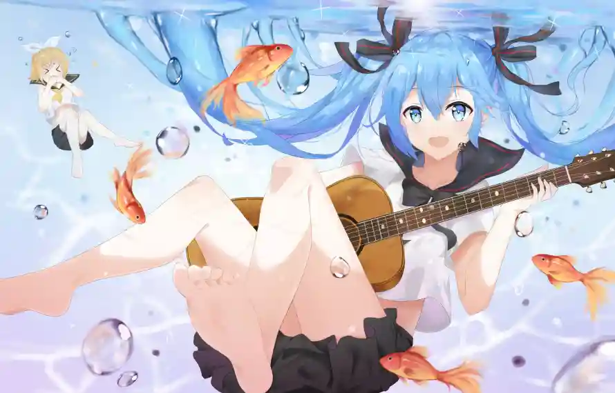 2k吉他壁纸-二次元壁纸和气泡-初音未来壁纸推荐「哲风壁纸」