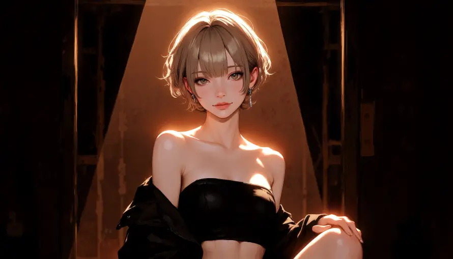 4k光影壁纸 - 短发 - 半写实 - 个性少女「哲风壁纸」