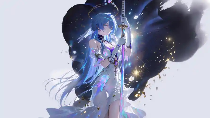4k原神壁纸 - 武士刀 - 星光特效 - 暗黑背景「哲风壁纸」