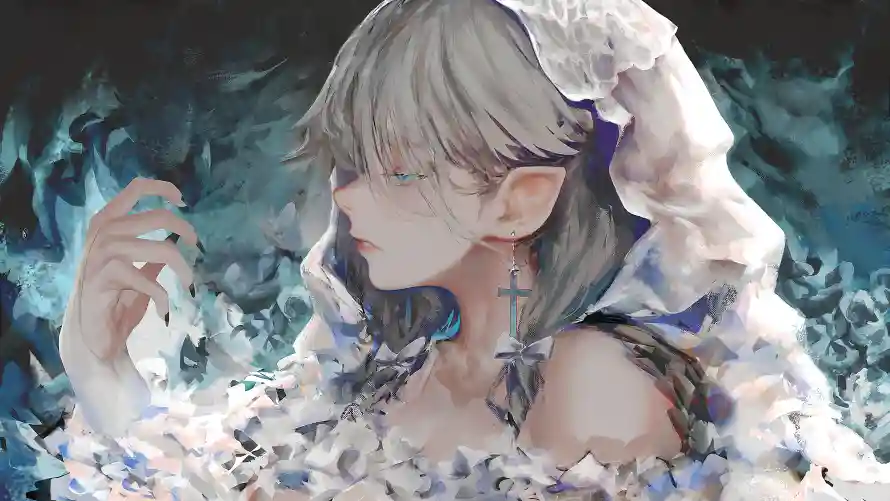 4k女孩壁纸-二次元壁纸和少女插画-花海背景「哲风壁纸」