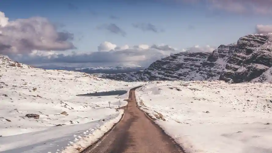 4k自然壁纸 - 风景 - 公路摄影 - 冬季背景「哲风壁纸」