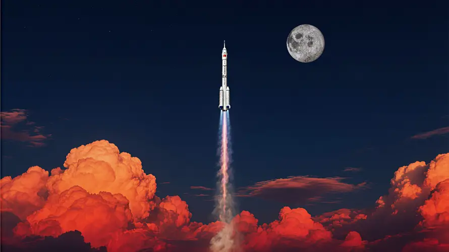 4k太空壁纸-火烧云和宇宙-神州火箭壁纸分享「哲风壁纸」