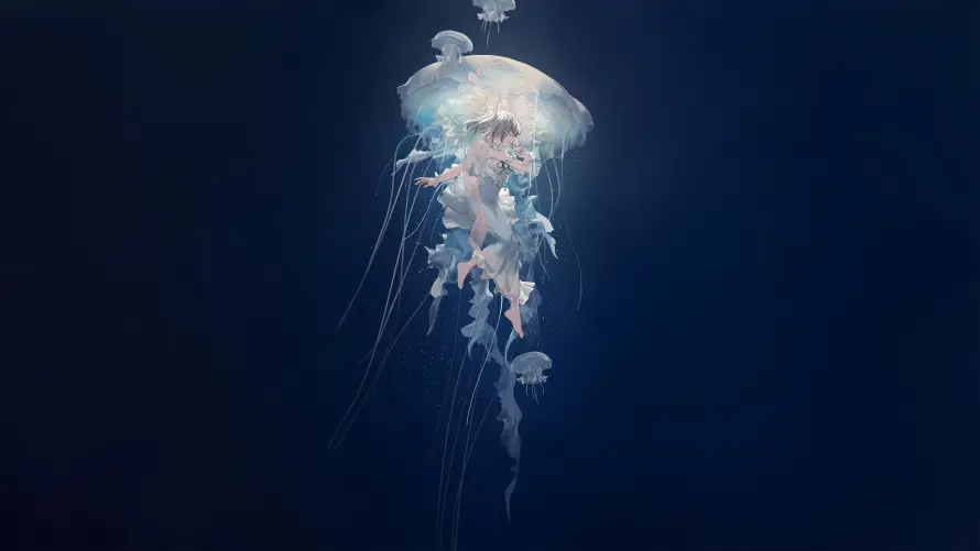 4k梦幻壁纸 - 水母 - 海底 - 海洋「哲风壁纸」