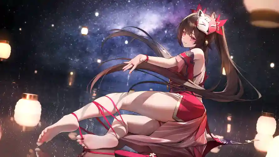 4k夜景壁纸 - 美女 - 美腿 - 长发「哲风壁纸」