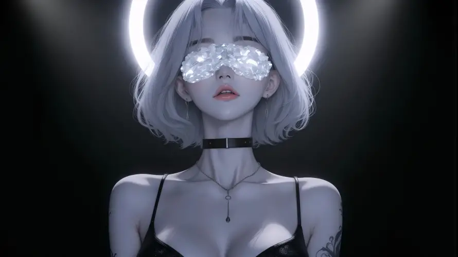 4k水晶壁纸-光影艺术与光环元素-少女插画「哲风壁纸」