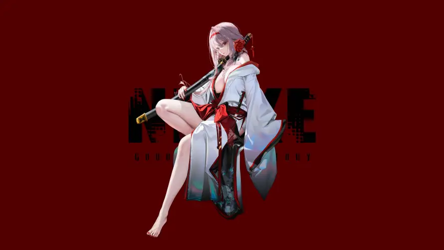 8k游戏插画壁纸-红莲莲花壁纸和长腿少女-NIKKE「哲风壁纸」