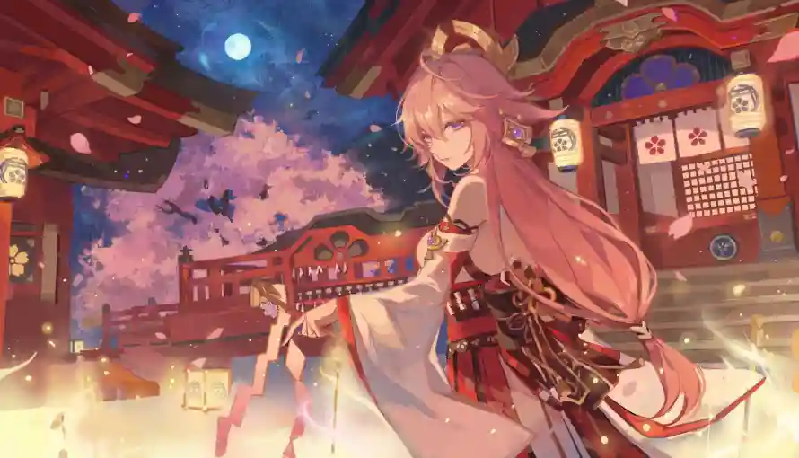 4k原神壁纸 - 夜景 - 神社 - 稻妻「哲风壁纸」