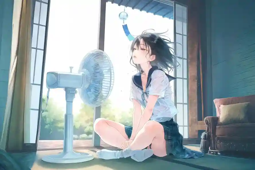 4k夏日少女壁纸-jk女孩和夏日清凉-室内场景「哲风壁纸」
