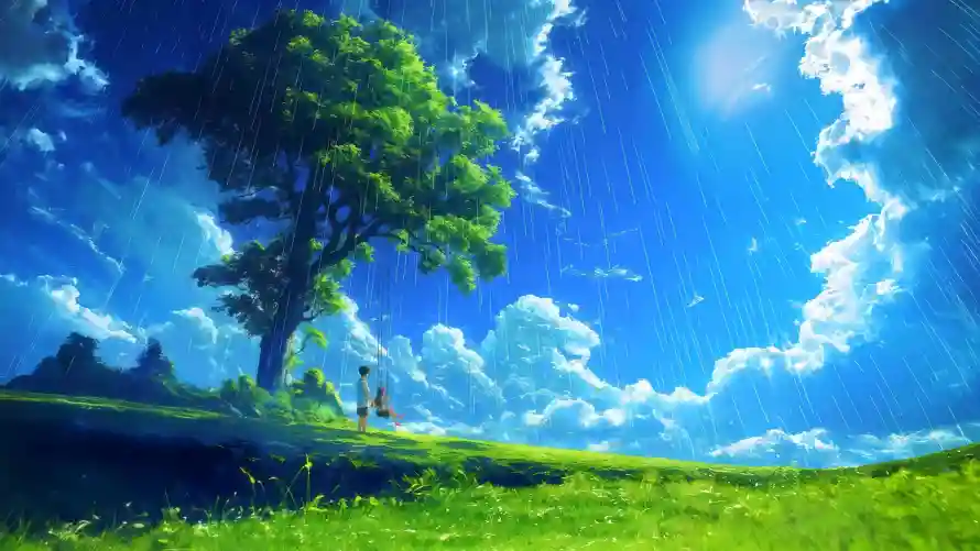 4k夏日壁纸 - 秋千 - 太阳雨 - 动漫风景「哲风壁纸」 4k夏日壁纸 - 秋千 - 太阳雨 - 动漫风景「哲风壁纸」