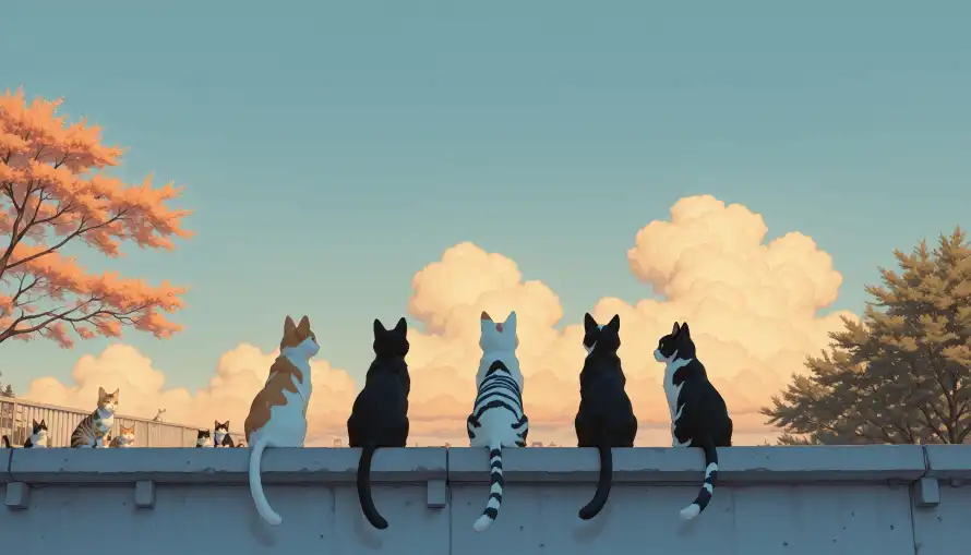 3k晴空壁纸-萌猫和秋日-壁纸分享「哲风壁纸」
