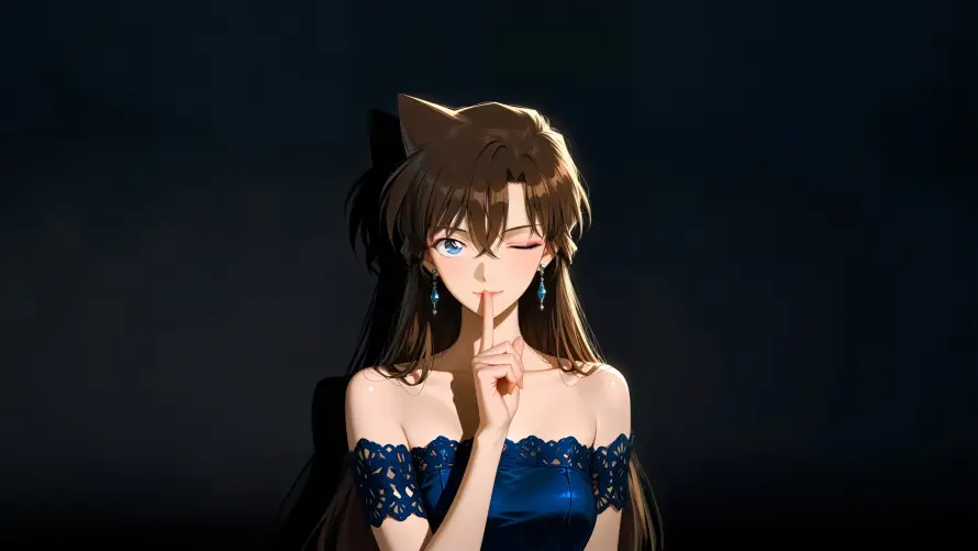 4k毛利兰壁纸-动漫美女与蓝裙少女-长发角色「哲风壁纸」