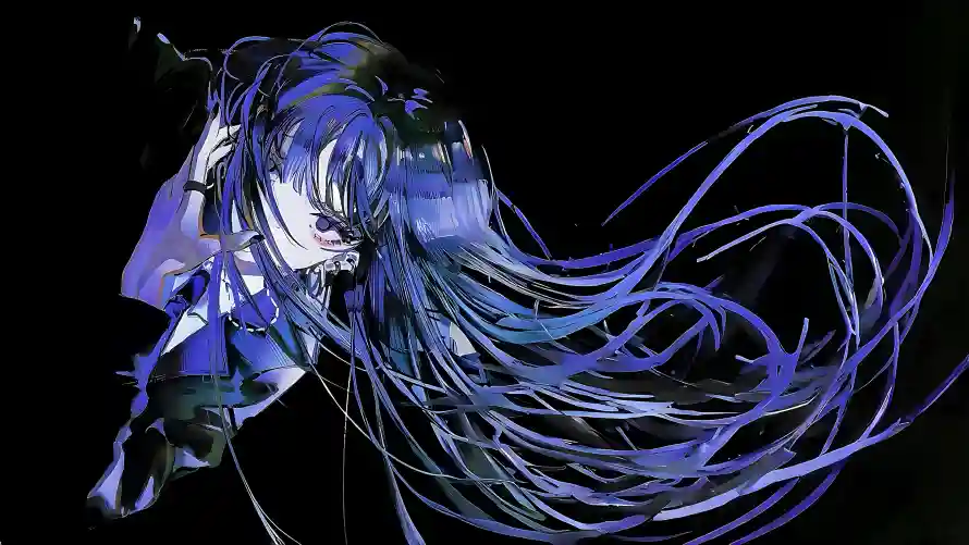 4k少女壁纸-梦幻背景和蓝调-蓝发少女免费下载「哲风壁纸」