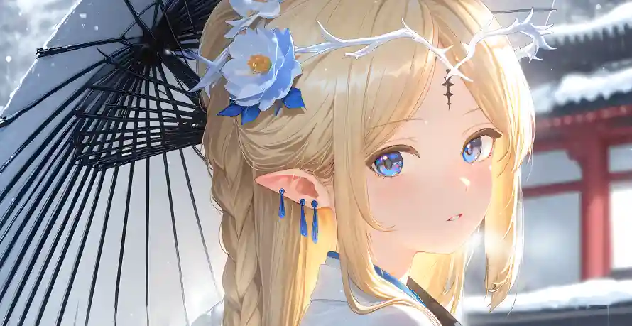 4k少女壁纸-伞少女与伞-精灵耳少女免费下载「哲风壁纸」