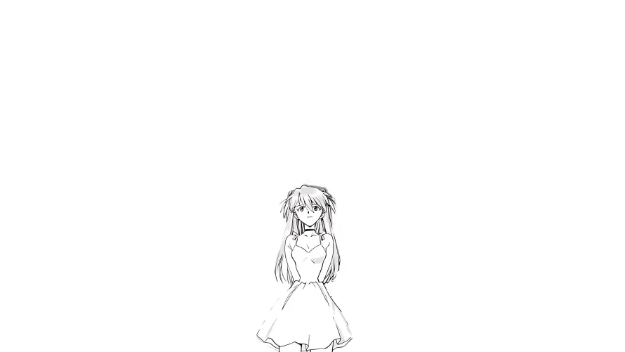 4k动漫壁纸 - 少女 - eva - 简约线条「哲风壁纸」