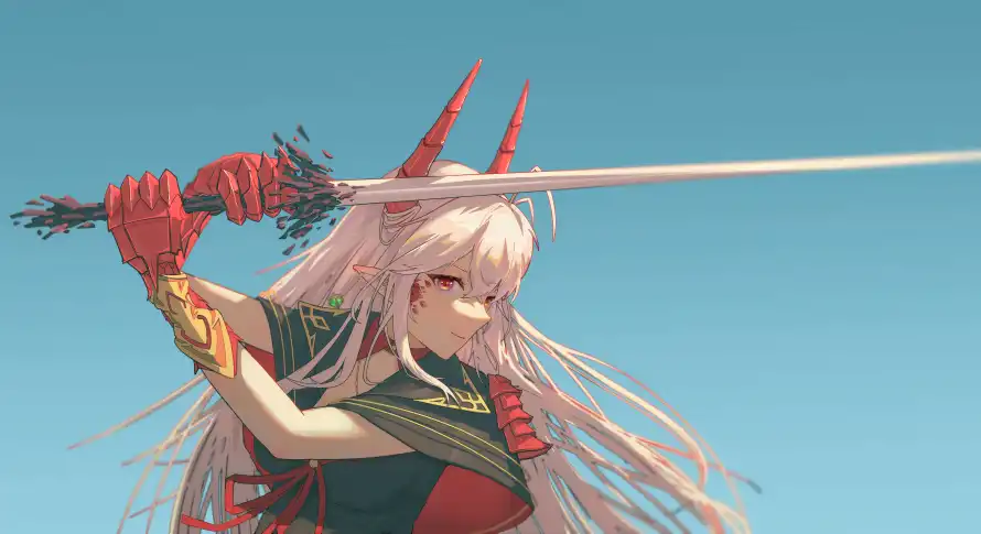 10k动漫壁纸-战斗少女 - 少女-持剑动漫免费下载「哲风壁纸」