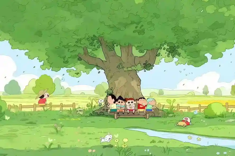 4k大树壁纸 - 动漫场景 - 夏季树荫 - 小伙伴们「哲风壁纸」