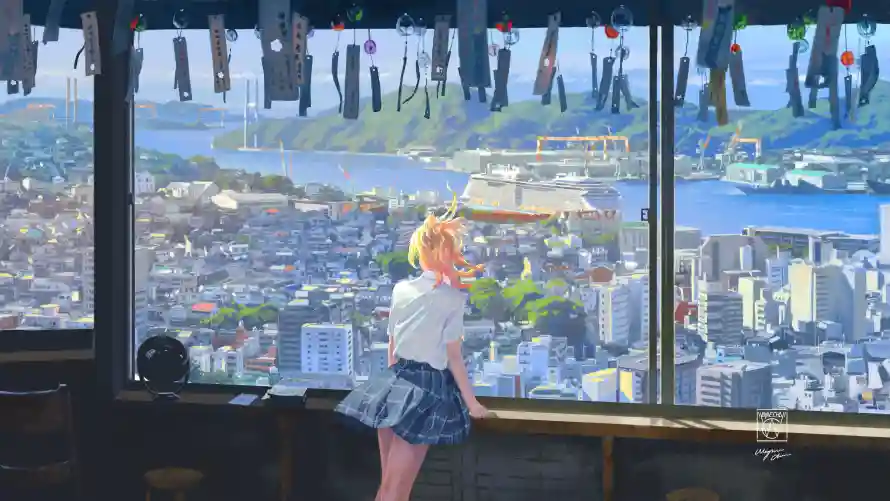 3k少女壁纸-城市风景 - 窗台-日系风格免费下载「哲风壁纸」