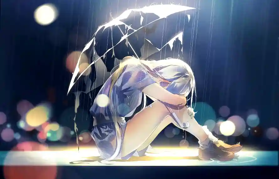 2k二次元壁纸-孤寂氛围壁纸和背影插画-落寞少女「哲风壁纸」