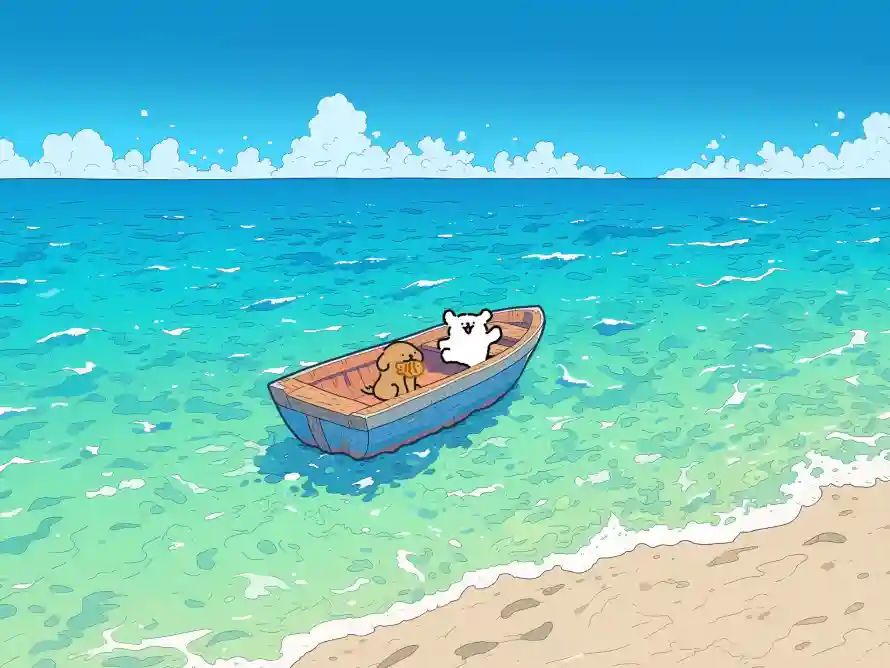 4k大海壁纸 - 治愈插画 - 海上场景 - 清新背景「哲风壁纸」