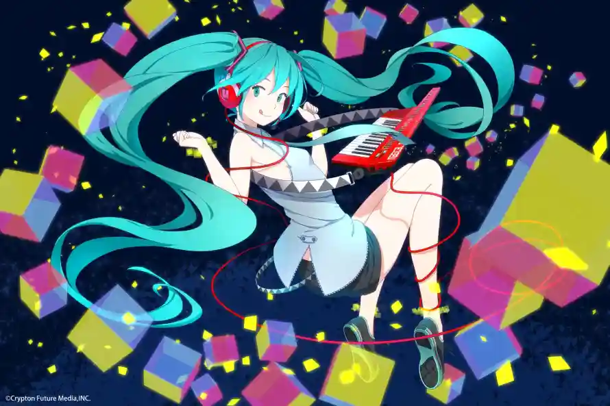 2k初音壁纸-几何方块与美图-初音未来免费下载「哲风壁纸」