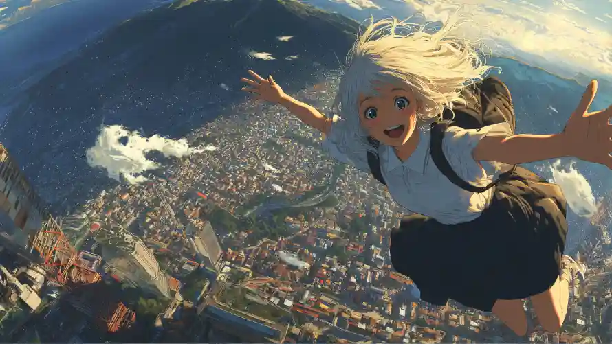 4k动漫壁纸-高空与少女-免费下载「哲风壁纸」
