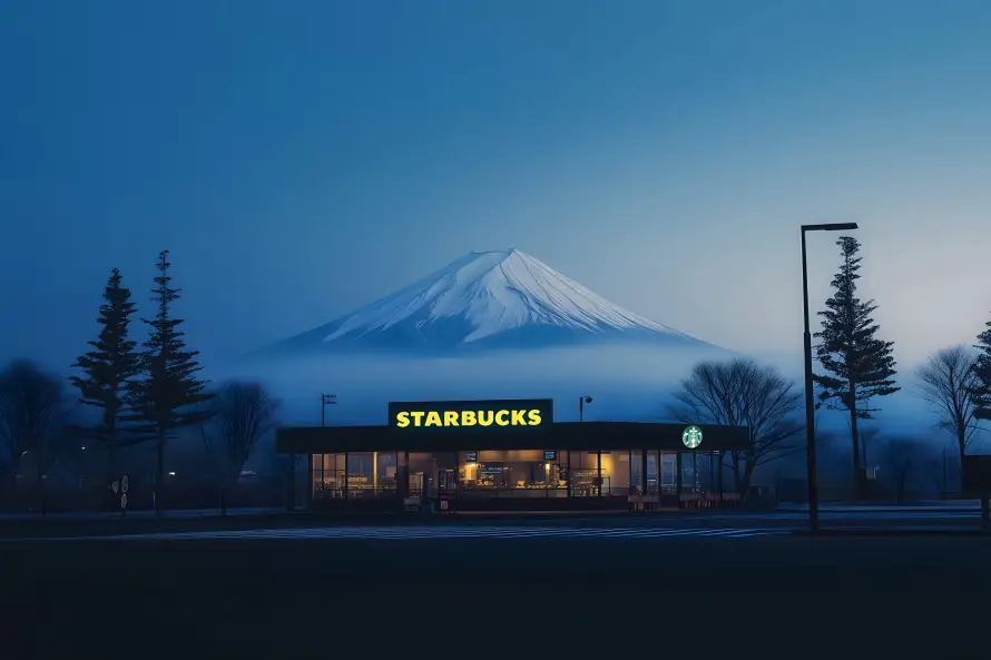 8k夜景壁纸-富士山与自然风景-雪山便利店「哲风壁纸」