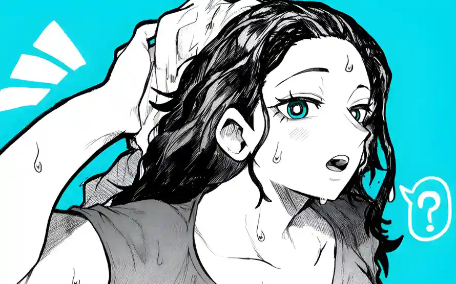 6k素描壁纸-蓝眼睛壁纸和动漫少女-擦发动作「哲风壁纸」