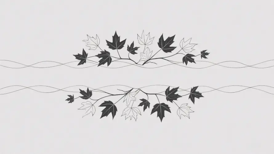 3k线条画壁纸-艺术画与树叶装饰-简约树叶「哲风壁纸」