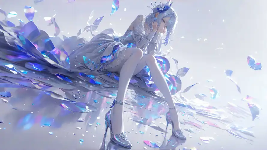 4k冰晶壁纸-蓝色调和原神-白色服装壁纸推荐「哲风壁纸」