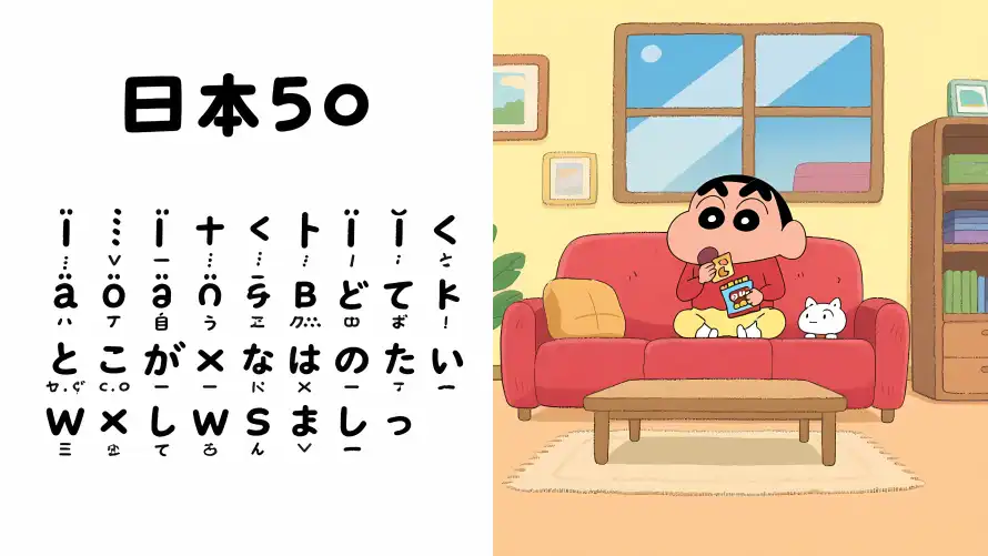 3k50音图壁纸-卡通场景和红色沙发-蜡笔小新「哲风壁纸」
